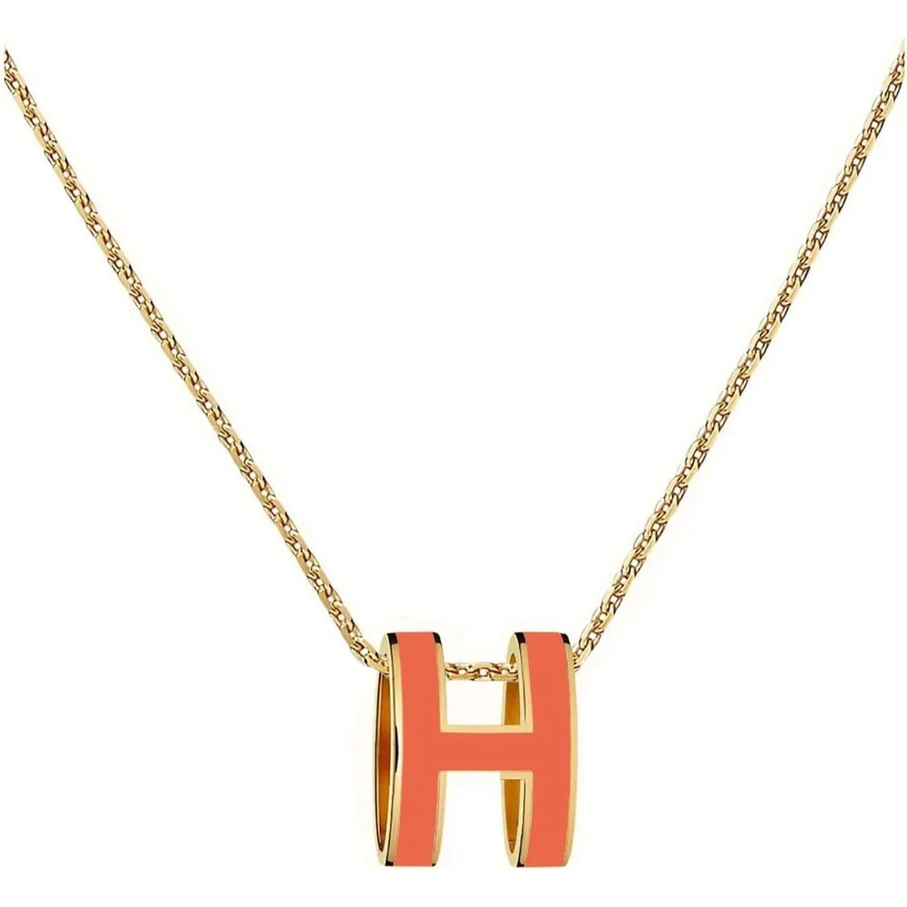 Classic Letter Design 18K Gold Plated Womens Necklace Colorful Color Optional Wo